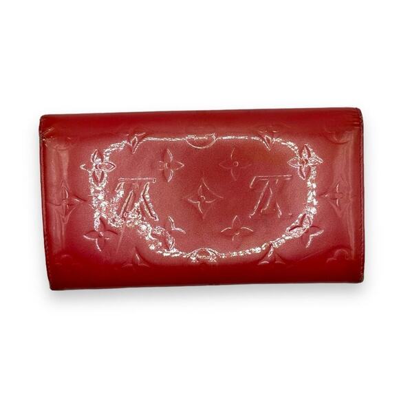 Louis Vuitton Monogram Vernis Porte Feuille Sarah Long Bifold Wallet Red 7.5 x 4 - Picture 2 of 14